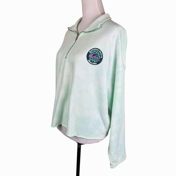 Quicksilver NWT Tie Dye Long Sleeve Logo Collared Quarter Zip Cropped Pullover - Picture 5 of 13